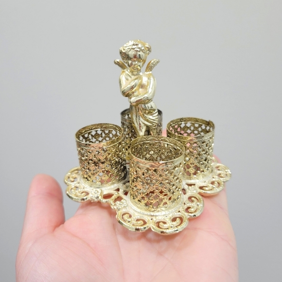 Antique Storage & Organization Antique Gold Filigree Cherub